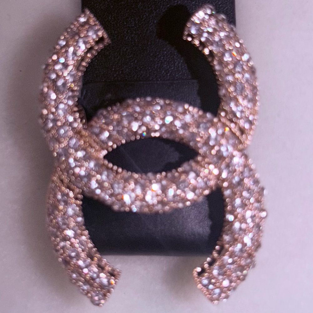 Gold CHA NEL Crystal interlocking CC Black Leather Scrunch Waist Belt & Box XS S - Picture 7 of 14